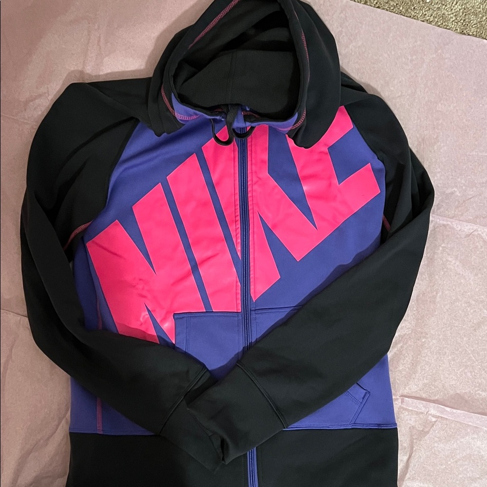 Nike Black and Pink Full-Zip Hoodie